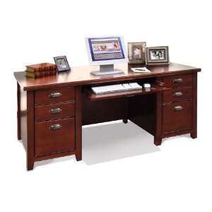   Loft Double Pedestal Wood Executive Desk in Cherry: Office Products