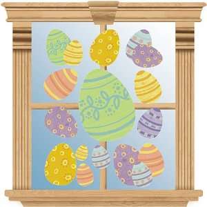    Easter Glitter Eggs Vinyl Window Decorations 11pc: Toys & Games