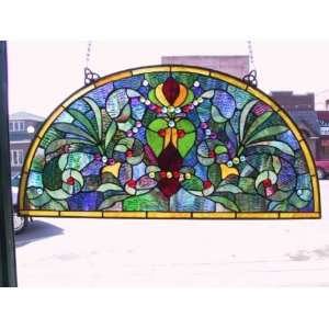 Jewled Arch of Colors Stained Glass Window 