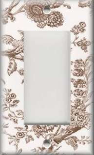 Light Switch Plate Cover   Traditional French Toile With Bird   Brown 