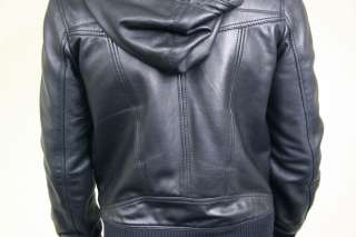 RARE AW08 Dior Homme Hooded Black Leather Jacket Blouson Sz 48 M Hedi 