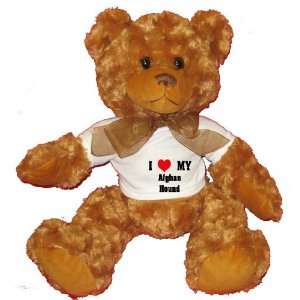  I Love/Heart Afghan Hound Plush Teddy Bear with WHITE T 