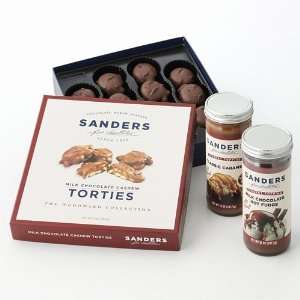 Sanders Dessert Toppings And Cashew Torties Tower Gift Basket  