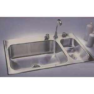 Just Offset Bowl Stylist Topmount Stainless Steel Sink, ODLM 2233 B GR 