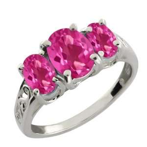   Genuine Oval Pink Mystic Topaz Gemstone 14k White Gold Ring: Jewelry