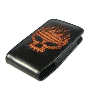  Apple IPHONE Black Leather Skull Goth Pouch Case Cell 