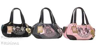 Juicy Couture Heritage Crest Velour Baby Fluffy Satchel Bag Hobo Purse 