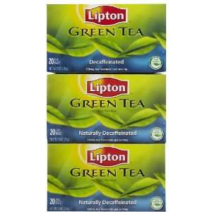 Lipton Green Tea Bags, Decaf, 20 ct, 3 Grocery & Gourmet Food