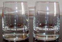 TWO BACARDI LIMON BEAUTIFUL RUM GLASSES BAT LOGO NICE!  