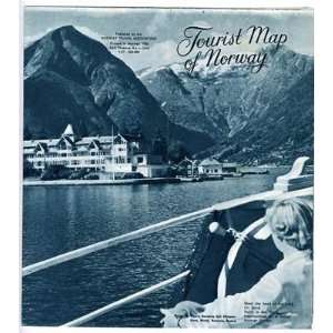   Map of Norway & Blue Sepia Photos 1953 Brochure & Map 