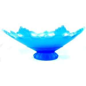   Ring and Petal Blue Satin Lace Edge Footed Bowl 