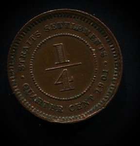 Straits Settlements ¼ Cent Coin 1901  
