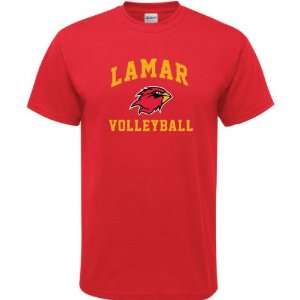  Lamar Cardinals Red Volleyball Arch T Shirt: Sports 