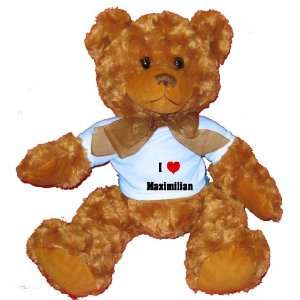   Love/Heart Maximilian Plush Teddy Bear with BLUE T Shirt: Toys & Games