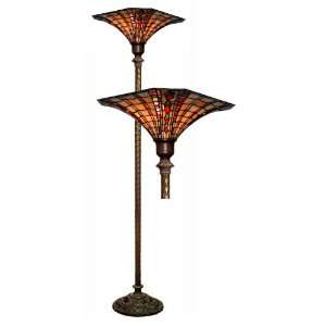 Mission Tiffany Style Golden Amber Torchiere by Warehouse of Tiffany 