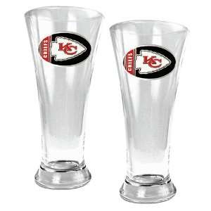  Kansas City Chiefs 2 Piece Pilsner Beer Glass Set: Kitchen 