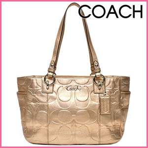 Coach 17727 Gallery Embossed Metallic Leather E/W East West Tote Bag 