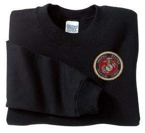 usmc marines marine black embroidered sweatshirt size listed in title 