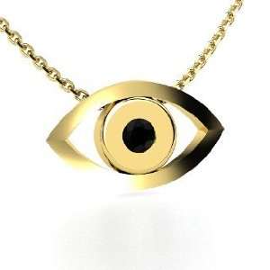   Evil Eye Pendant, Round Black Onyx 14K Yellow Gold Necklace: Jewelry
