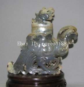 China Old Jade carved Phoenix bird Figure bottle  