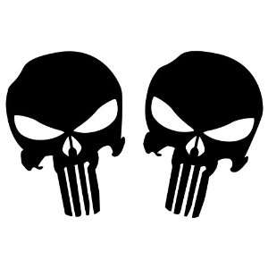 Punisher Skull BLACK vinyl sticker marvel comics 2 decals