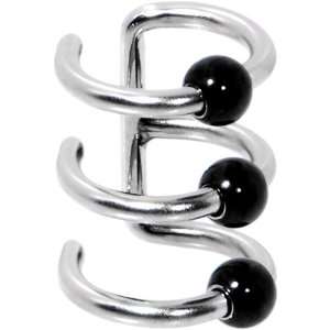  Illusion 3 Ring Steel Black Non Pierced Clip On Ball 