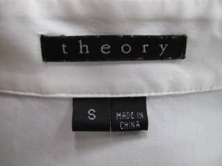 Theory White Long Sleeve Button Down Crisp Blouse S  