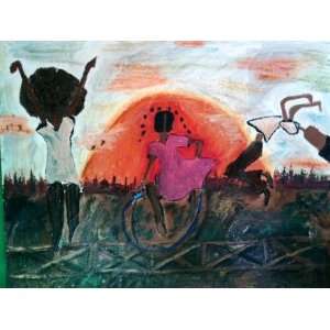  Children At Sunset By Blayre on Canvas
