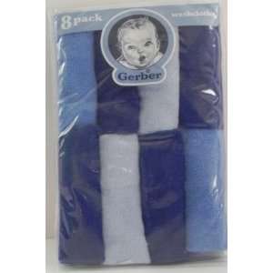  Gerber Baby Washcloth   8 Pack Blue Baby