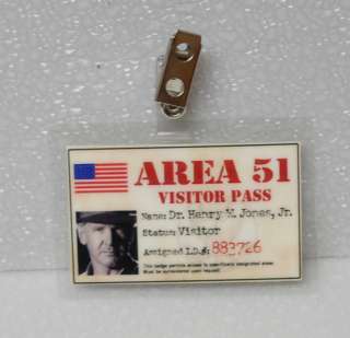 Indiana Jones ID Badge Area 51 Visitor Pass  