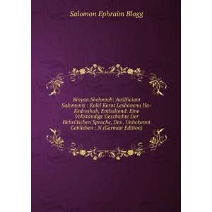   German Edition) (9785874936501) Salomon Ephraim Blogg Books