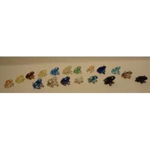  Set of 18 Blown Colorful Glass Frog Figurines 0.5h 