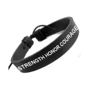 Elevation Wear STRENGTH HONOR COURAGE Adjustable Cuff Leather Bracelet