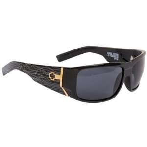   Sunglasses Black White Peak Temple Frame/Grey Lens: Automotive