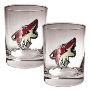 Phoenix Coyotes Glasses   14 oz Rocks Glass Set of Two