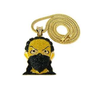  Iced Out Boondock Pendant and 36 Inch Gold Chain Jewelry