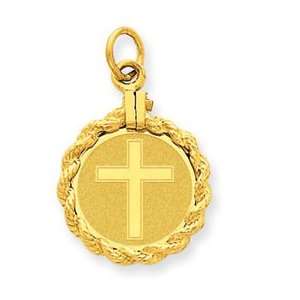 14k Yellow Gold Eternal Life Cross Pendant: Jewelry