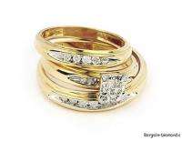 diamond 3 ring 14K gold wedding band set bridal matching groom .40 