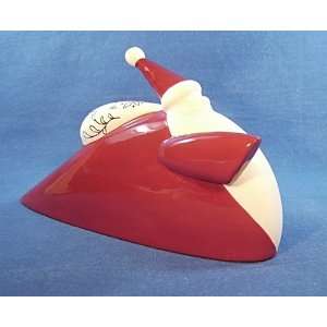  Earthenware Red and White Santa Figurine with Bag, 5 