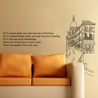STREET SCENE & LOVE QUOTE SAYING Wall Sticker Decal BIG  