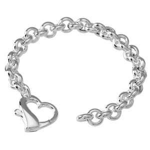   Silver Heart Clasp Bracelet shiny 7.5 AHSS