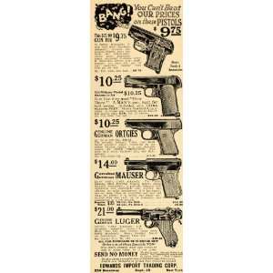   Ortgies Mauser Military Luger Gun   Original Print Ad