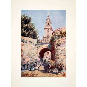  1906 Color Print Spain Lugo Wigram Santiago Gate Galicia 