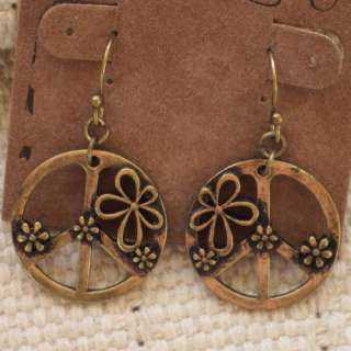 New Lucky Brand Hook Earrings Gift Vintage Gold Tone Embossed Flower 