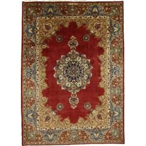   111 Red Persian Hand Knotted Wool Mashad Rug: Furniture & Decor