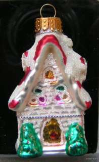 Blown Glass Ginger House Holiday Gift Ornament Boxed  