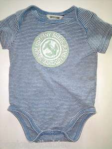 Baby GUESS Jeans Denim Onesie BLUE STRIPED Green Anchor Logo 0 3 