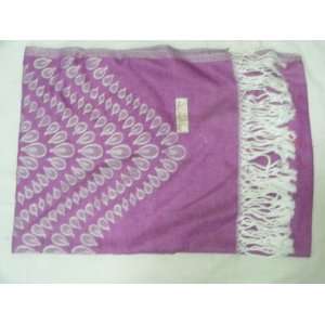  Womens Pashmina 100% Cashmere Scarf  Lavender with Ornate 