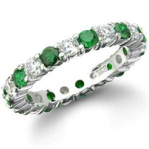  Jennifers Sterling Silver Emerald Green & CZ Eternity 