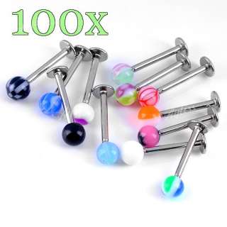   Colorful UV Ball Bars Labret Lip Ring Body Piercing Stainless Steel